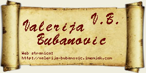 Valerija Bubanović vizit kartica
